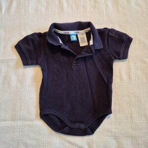 Gymboree boys size 0-3 months blue short sleeve collared body suit, vguc 2000